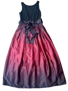 SLNY Ombré Dress 8 Burgundy Black ALine Maxi Satin Wedding Formal